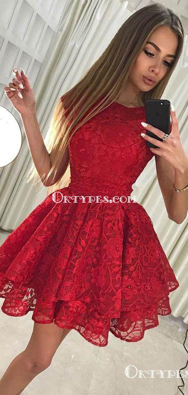 Red Lace Homecoming Party Dresses ...